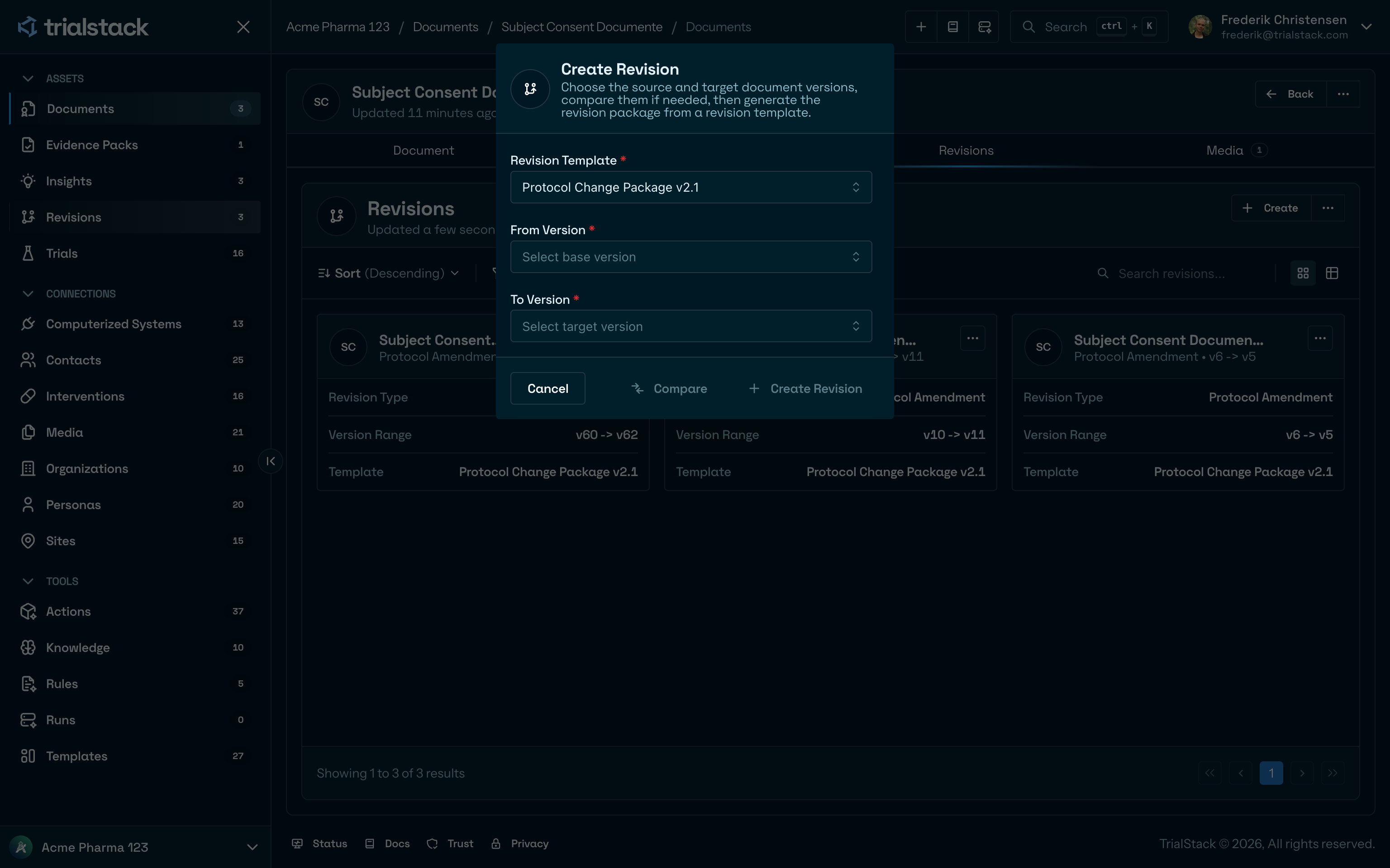 Create revision dialog in dark mode.