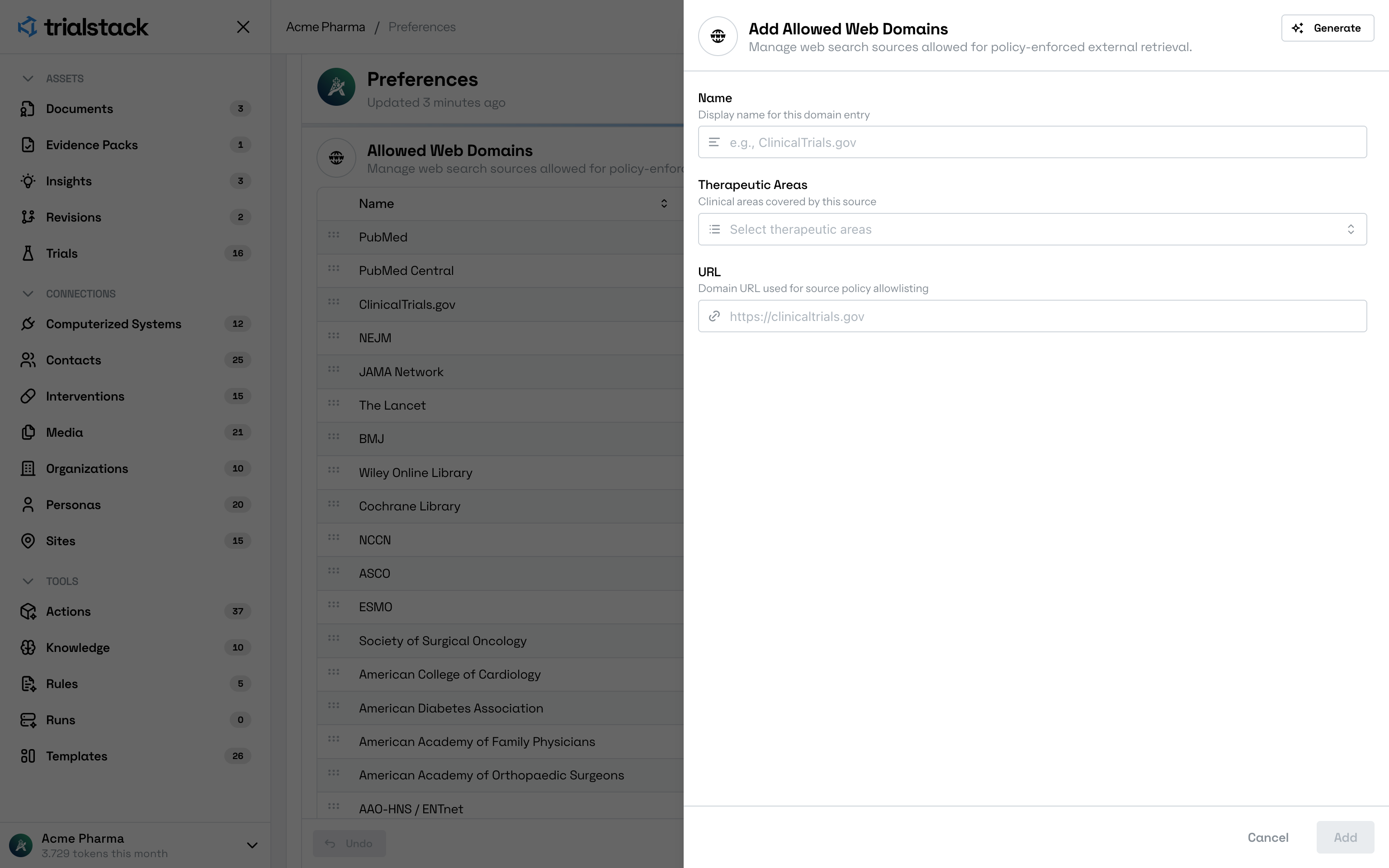 Add allowed web domain drawer in light mode.