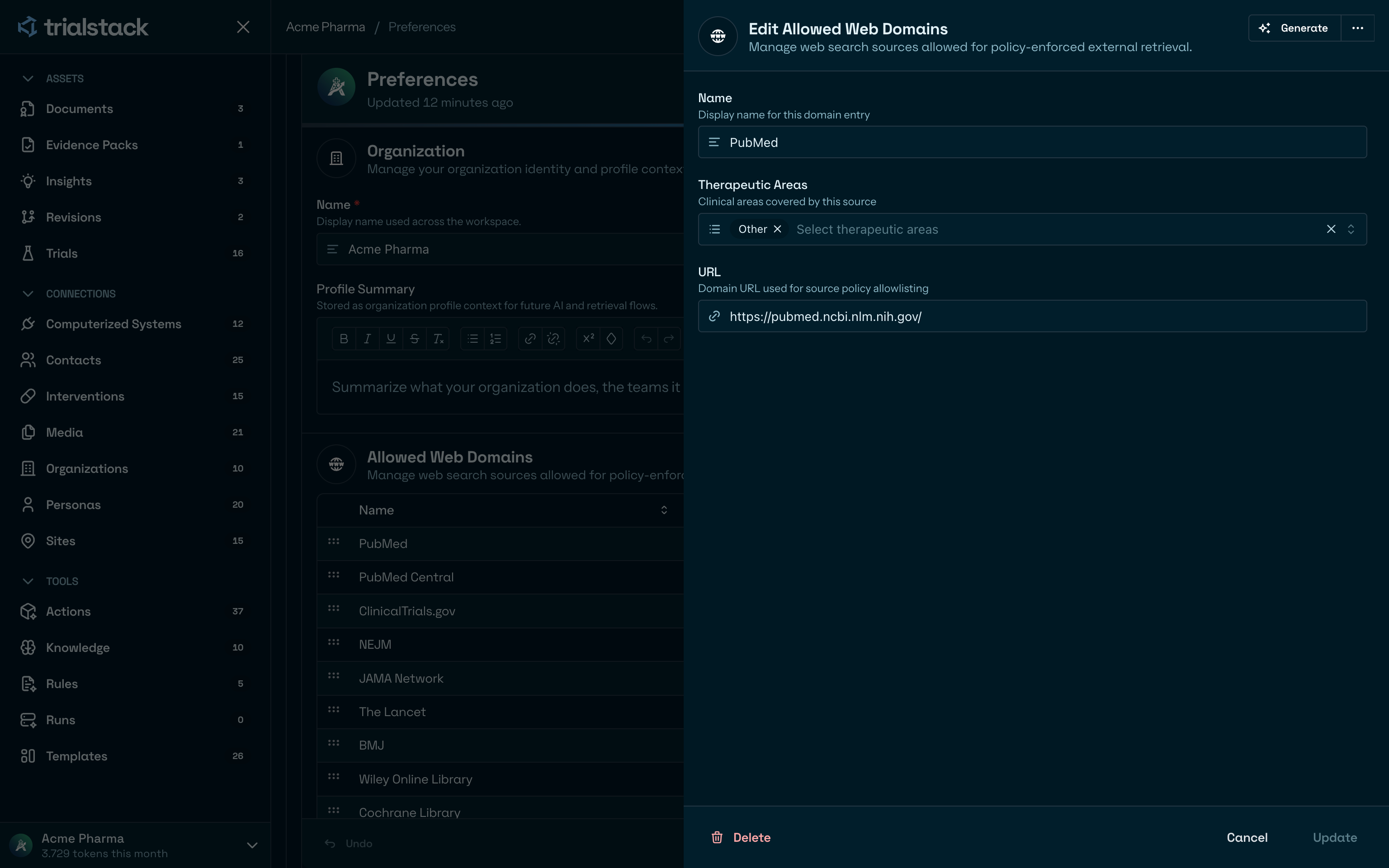 Edit allowed web domain drawer in dark mode.
