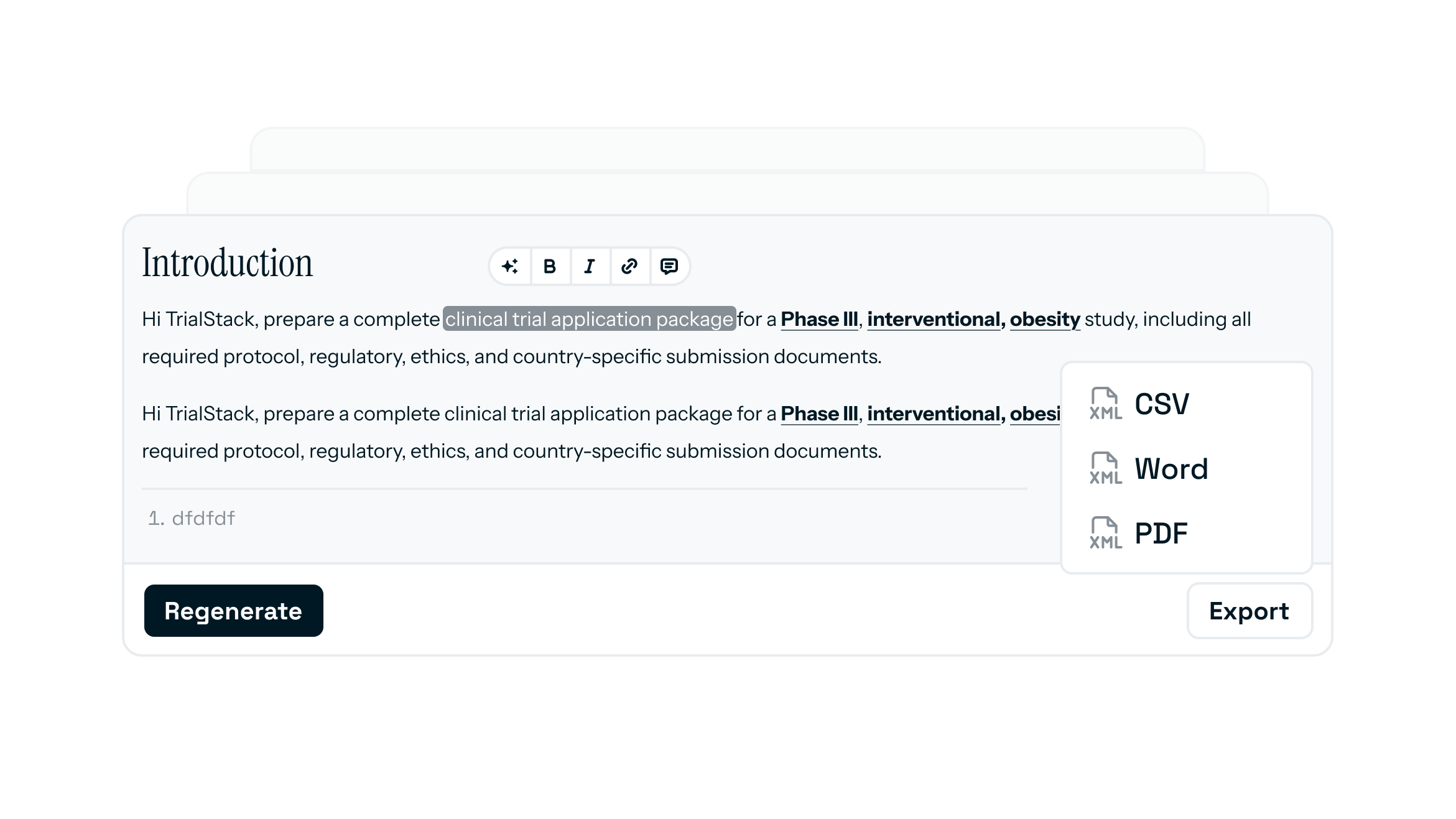Medical writing documents preview