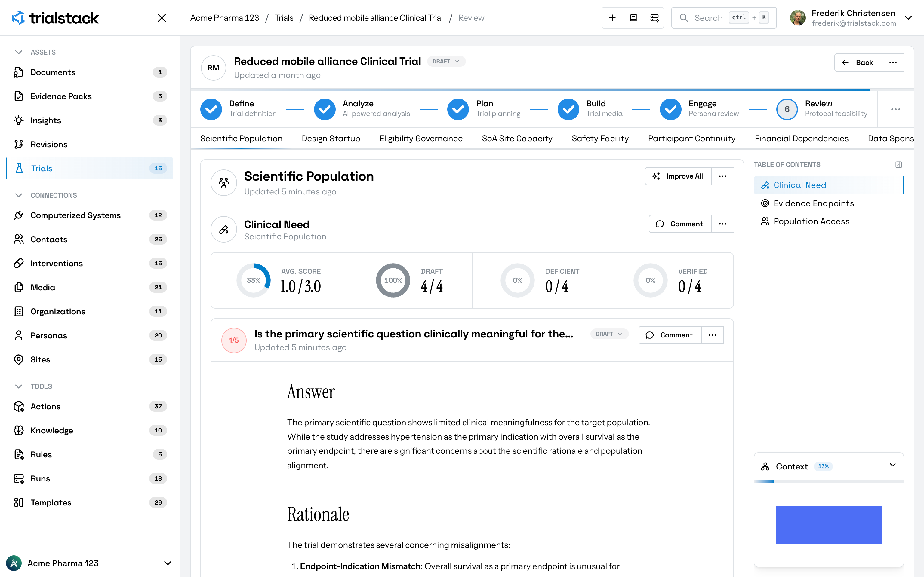 Scientific review workspace preview